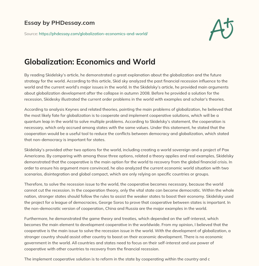 economics essay globalisation