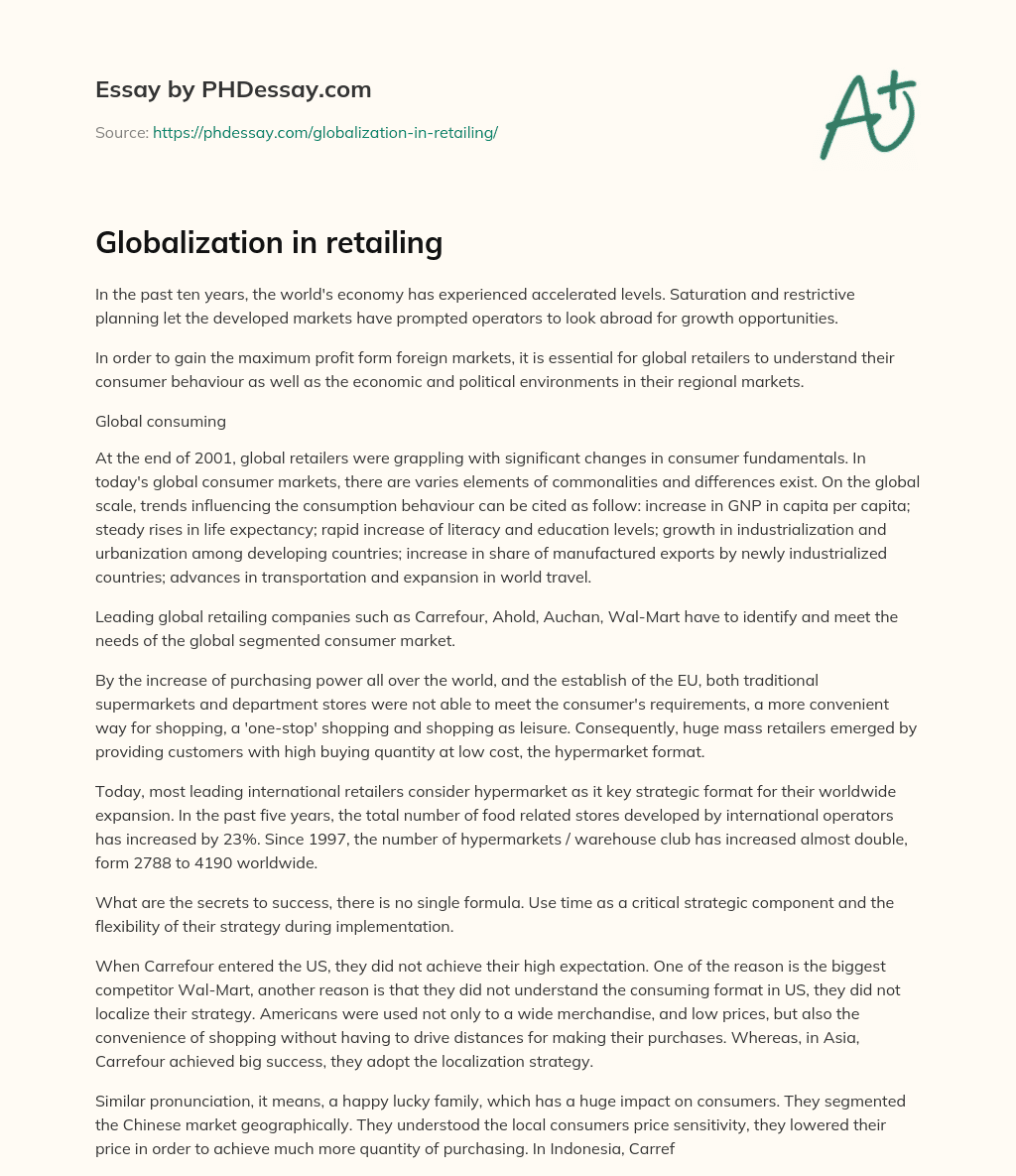 Globalization in retailing essay