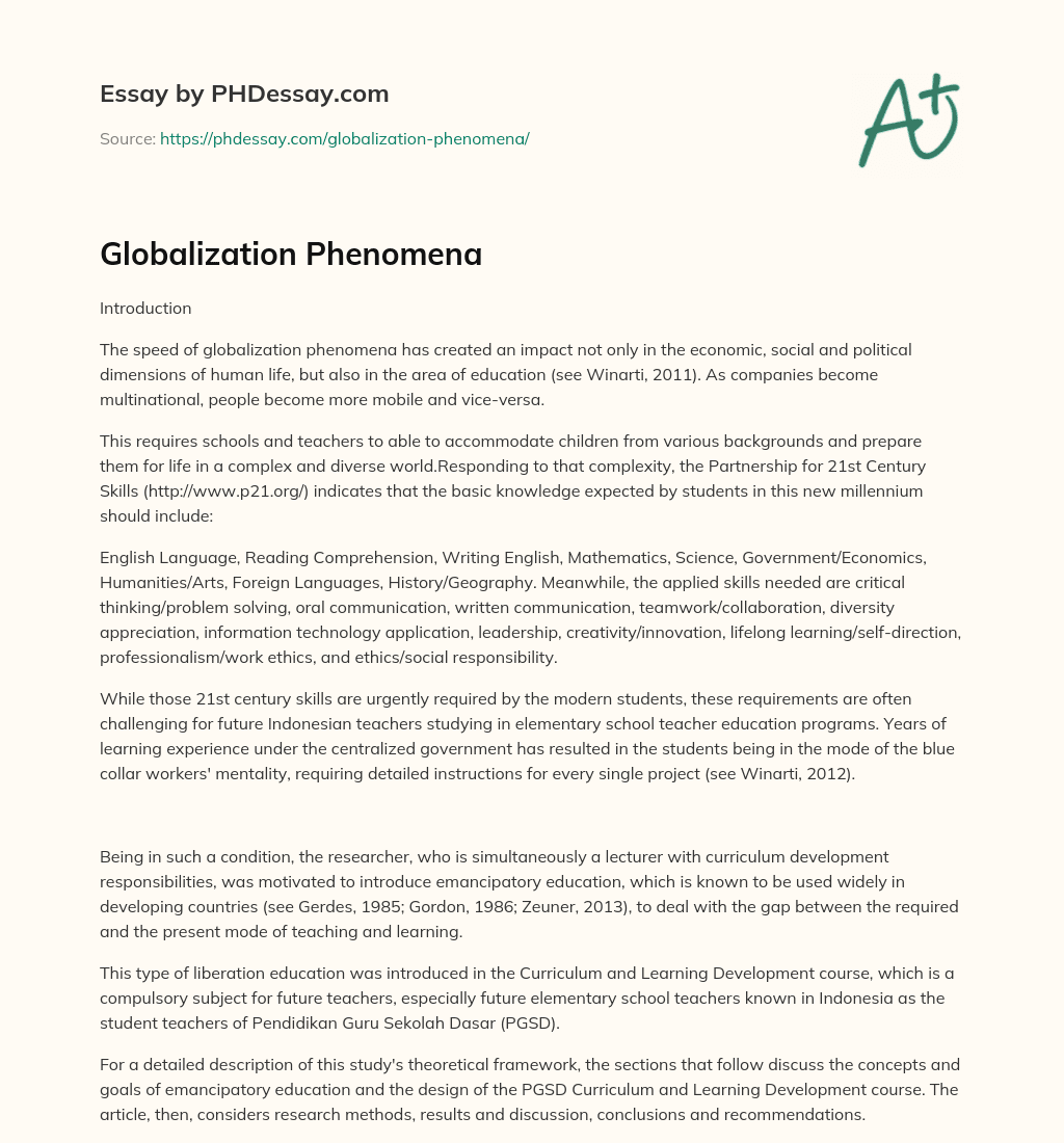 Globalization Phenomena essay