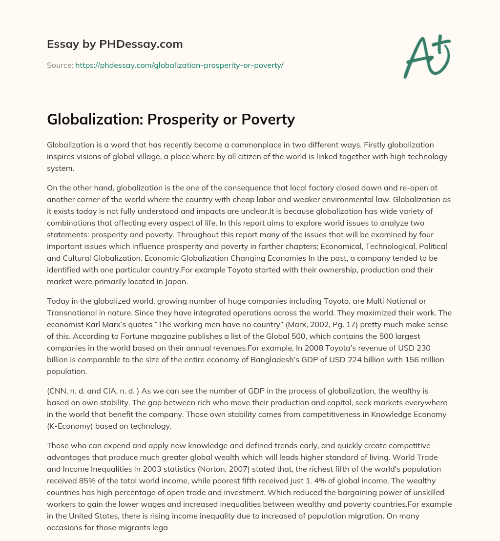 Globalization: Prosperity or Poverty essay