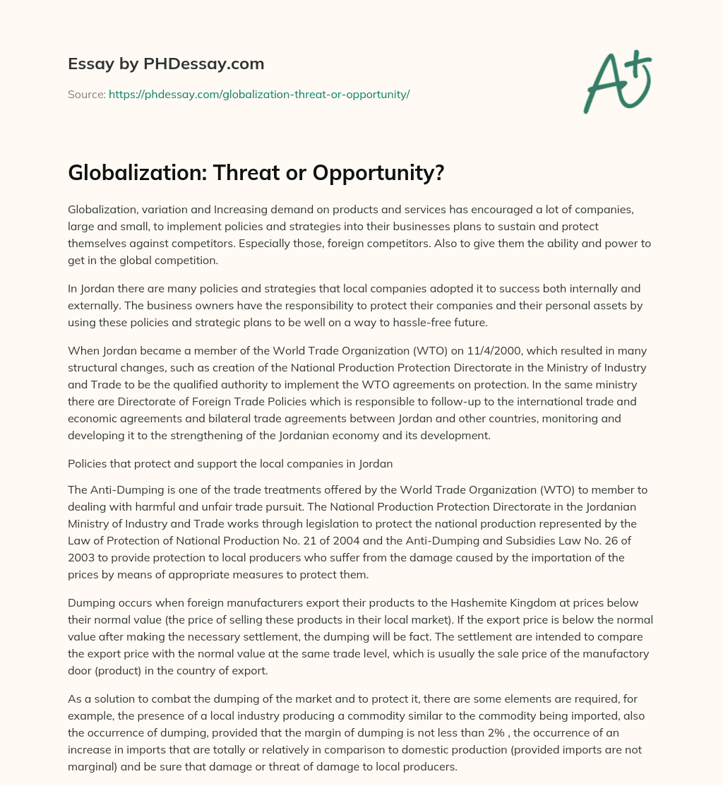 Globalization: Threat or Opportunity? essay