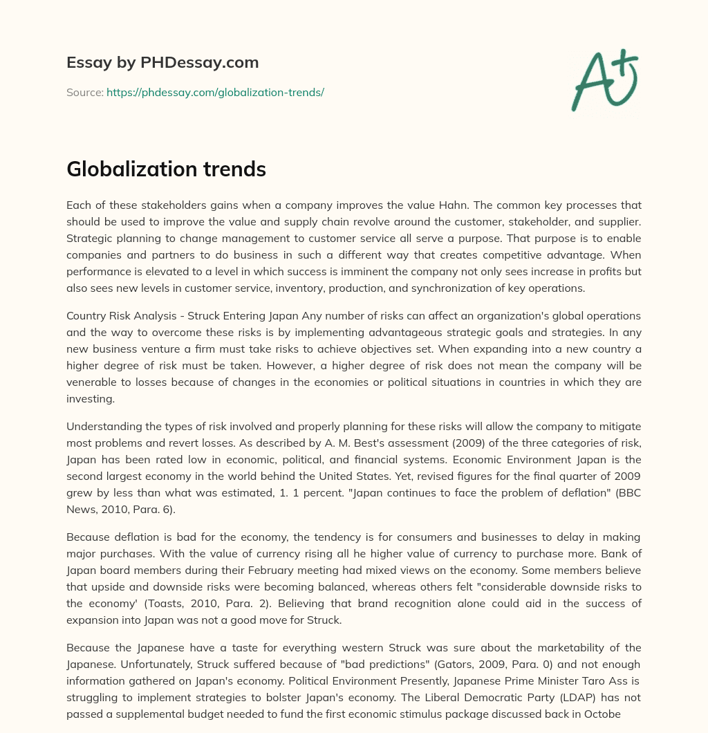 Globalization trends essay