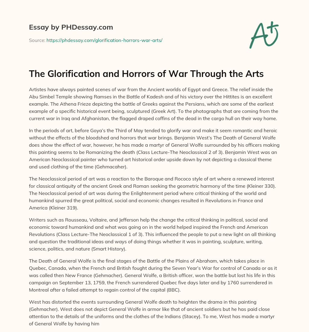 The Glorification and Horrors of War Through the Arts essay