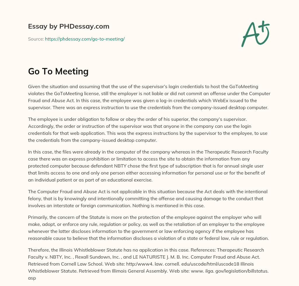 Go To Meeting essay