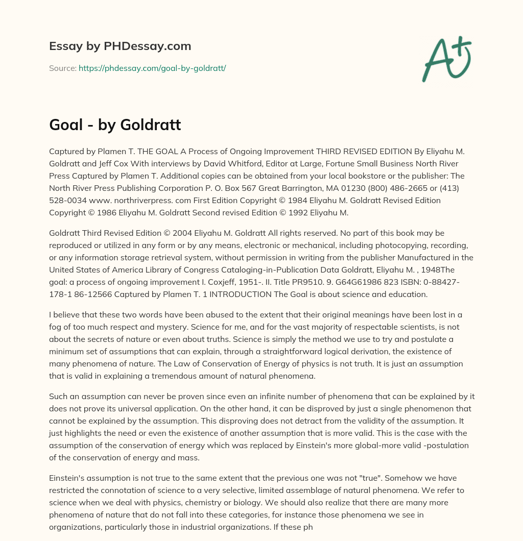 Goal – by Goldratt essay