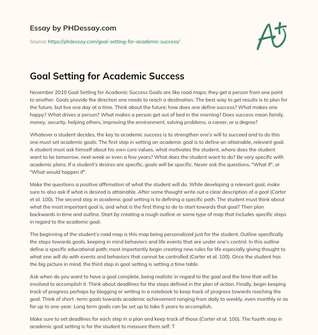 essay on what is goal