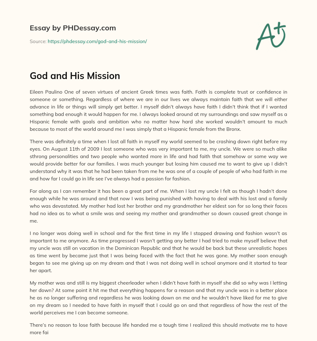 God and His Mission essay