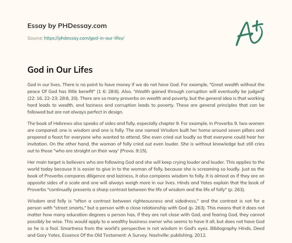 God in Our Lifes essay