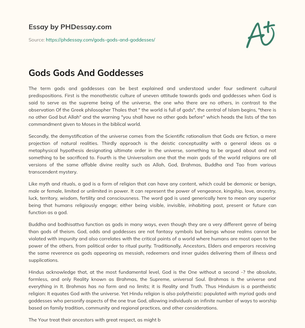 Gods Gods And Goddesses essay