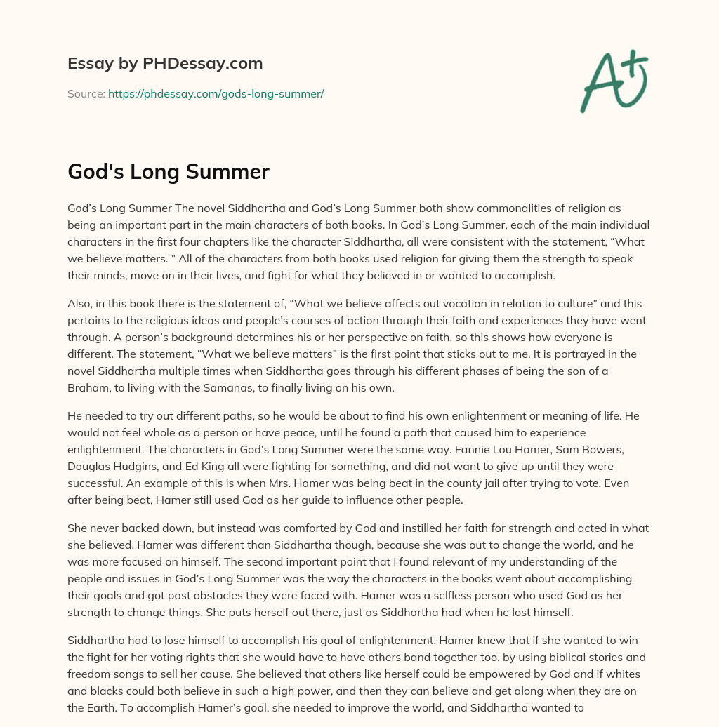 God’s Long Summer essay