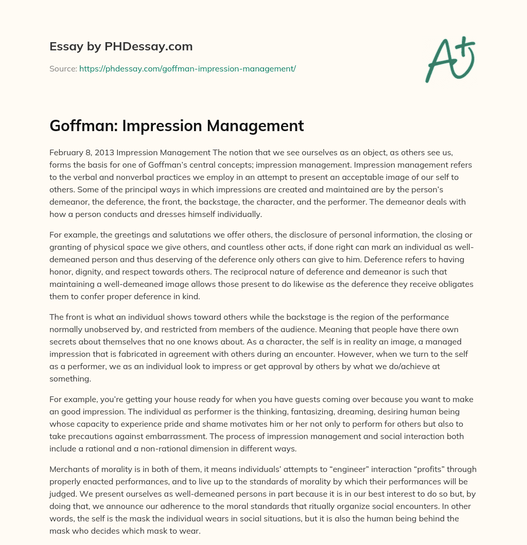 definition of impression management essay