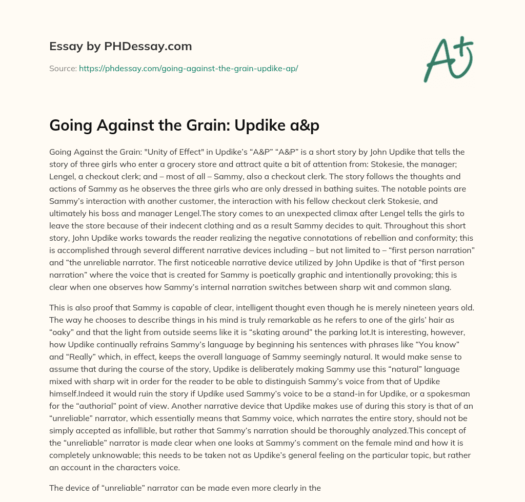 Going Against the Grain: Updike a&p essay