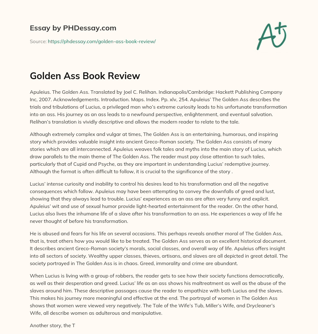 Golden Ass Book Review essay