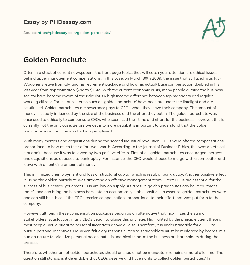 Golden Parachute essay
