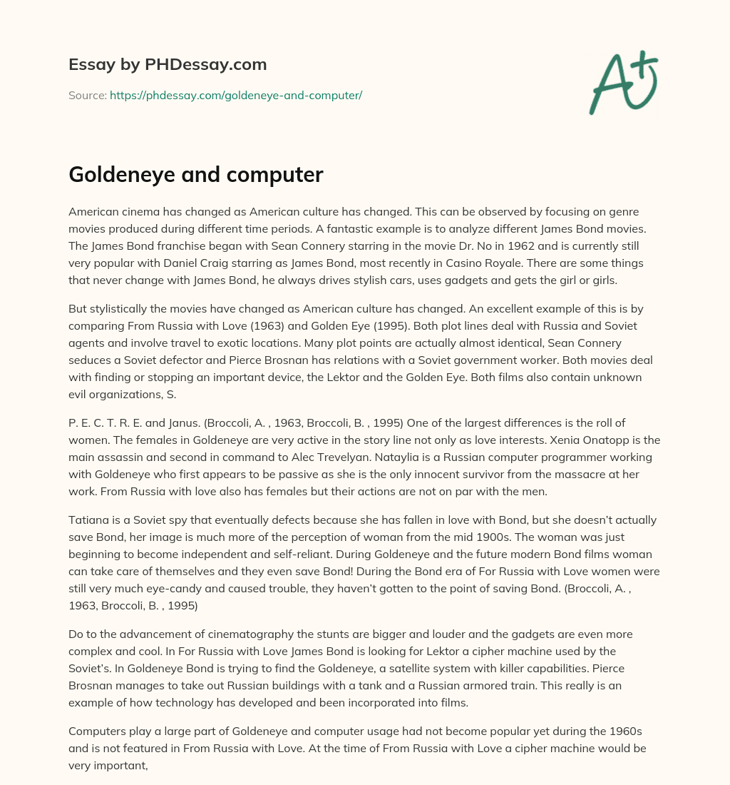 Goldeneye and computer essay