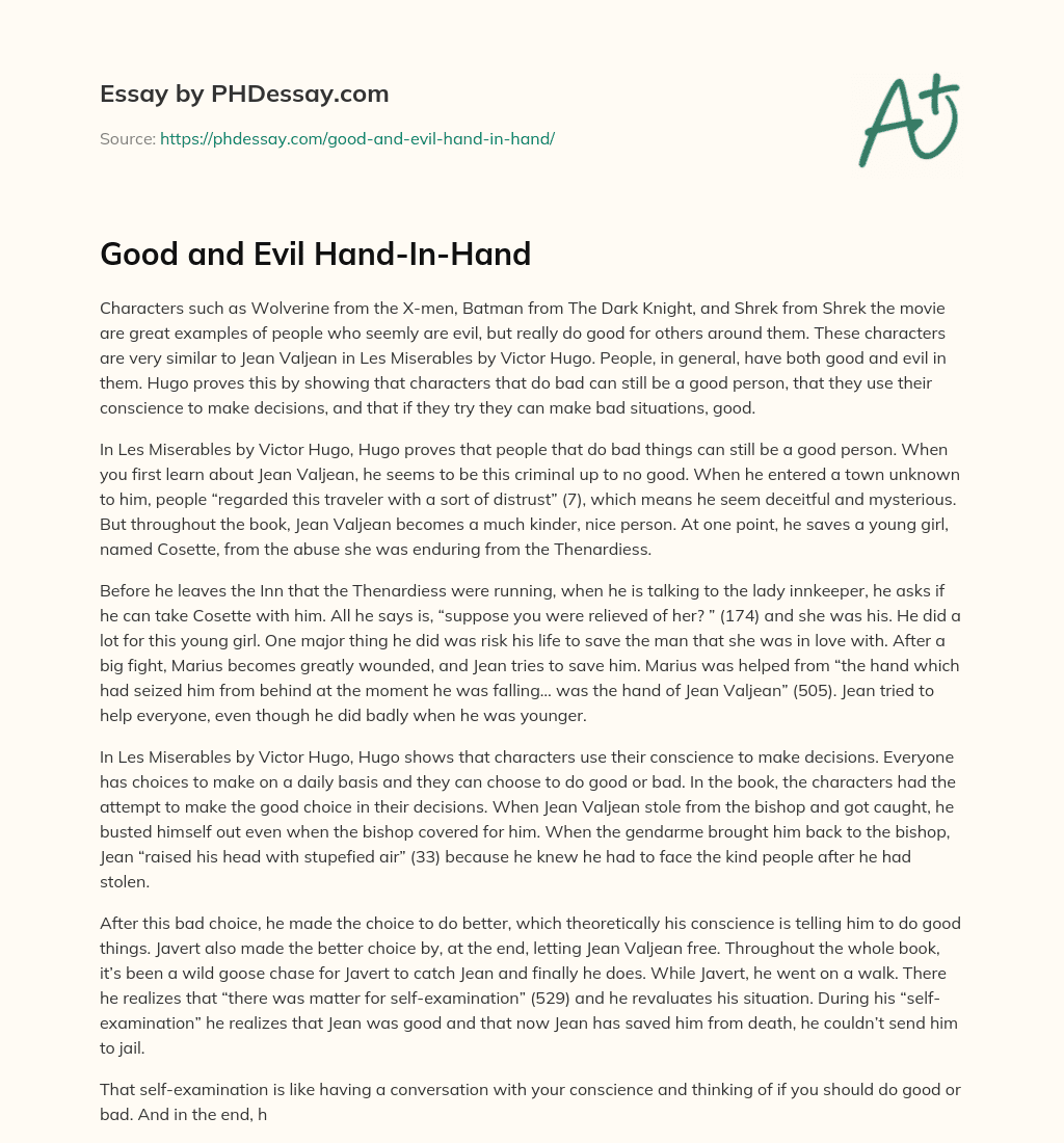 Good and Evil Hand-In-Hand essay