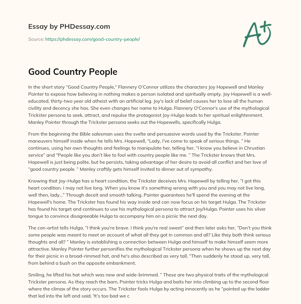 Good Country People essay