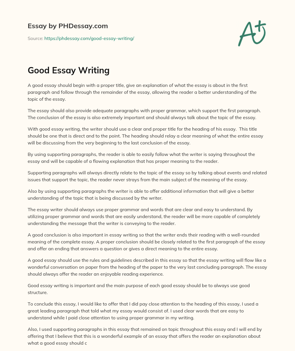 Good Essay Writing essay