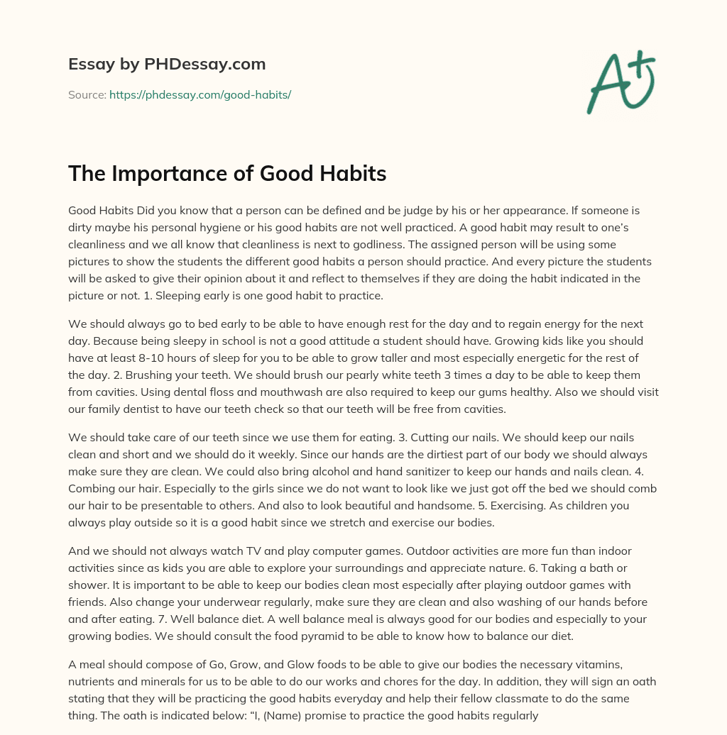 benefits of good habits essay
