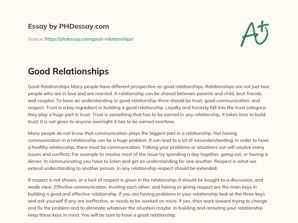 essay about good relationship