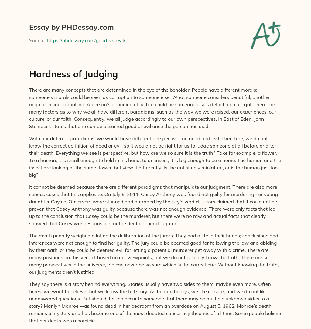 Hardness of Judging essay