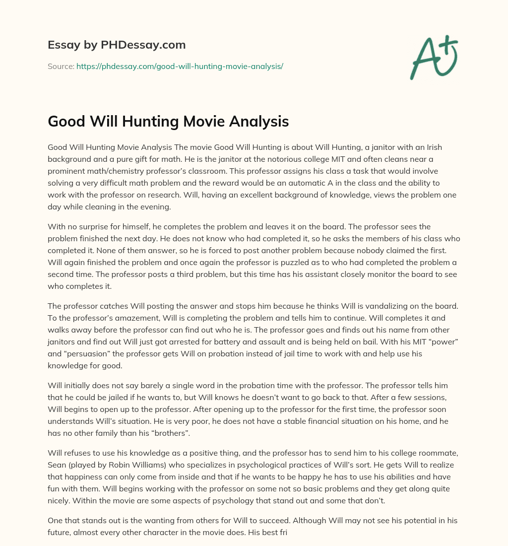 good will hunting analytical essay