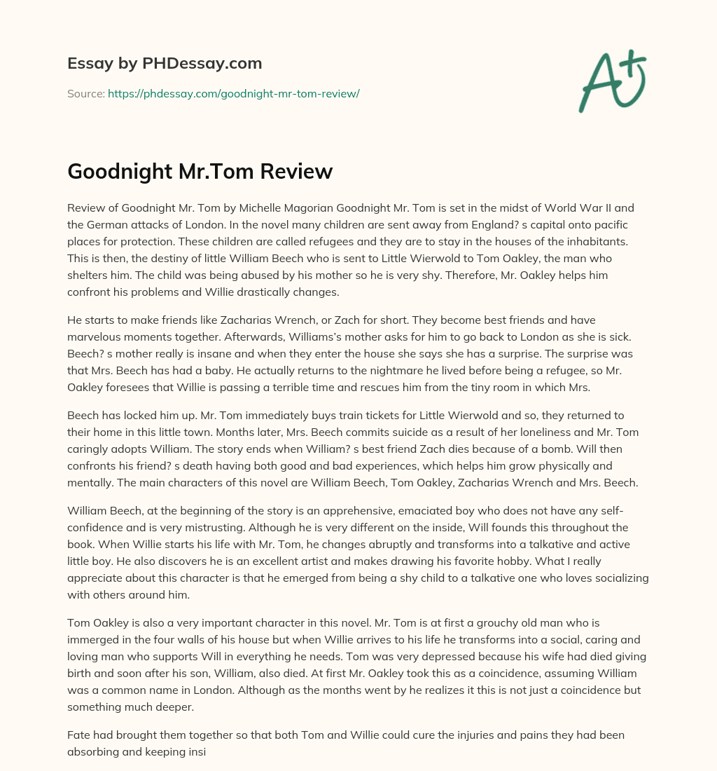 Goodnight Mr.Tom Review essay
