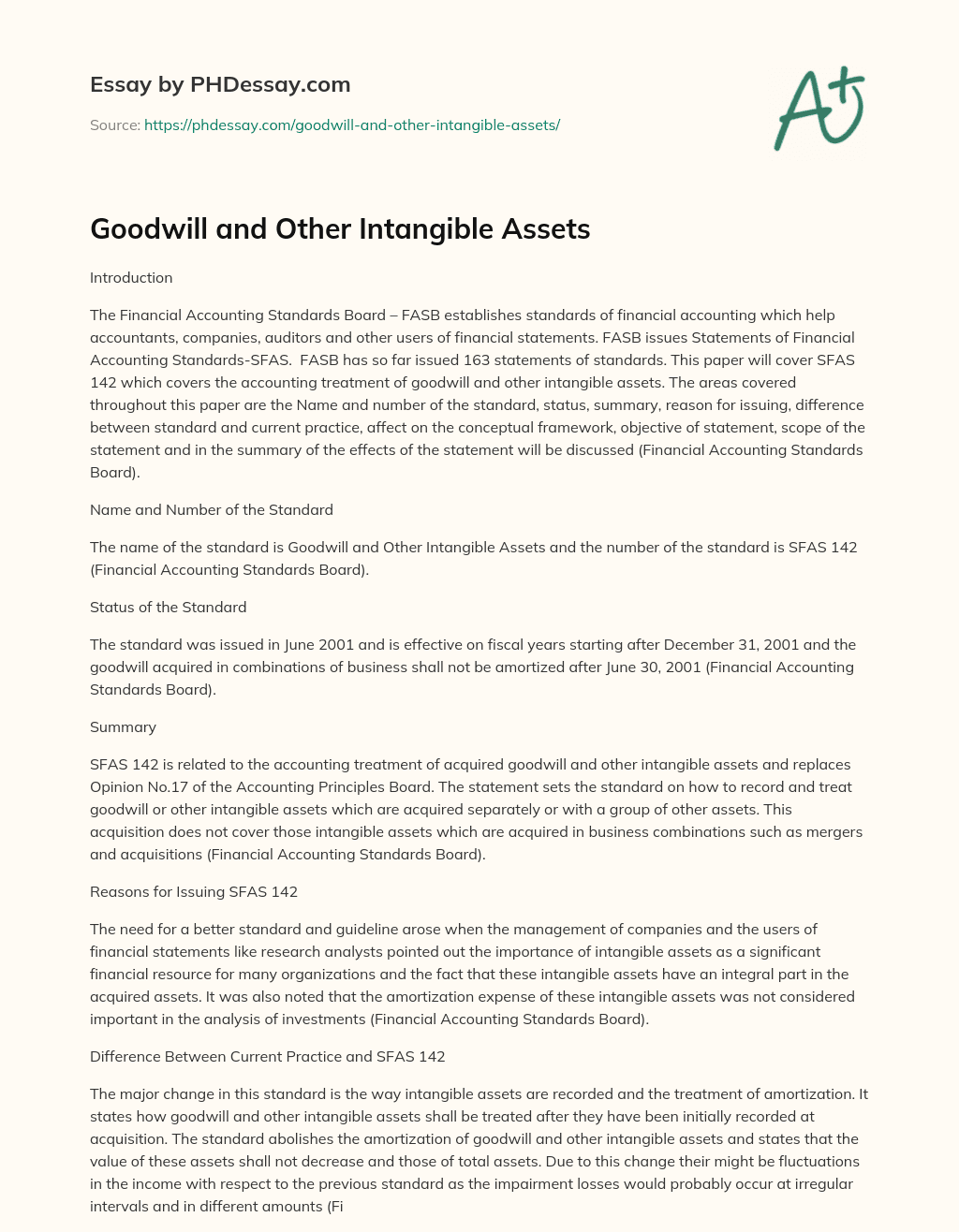 Goodwill and Other Intangible Assets