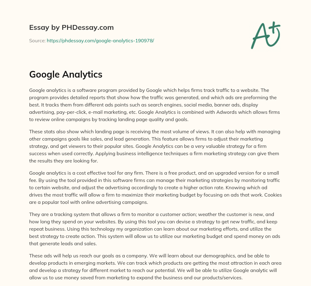 google analytics essay