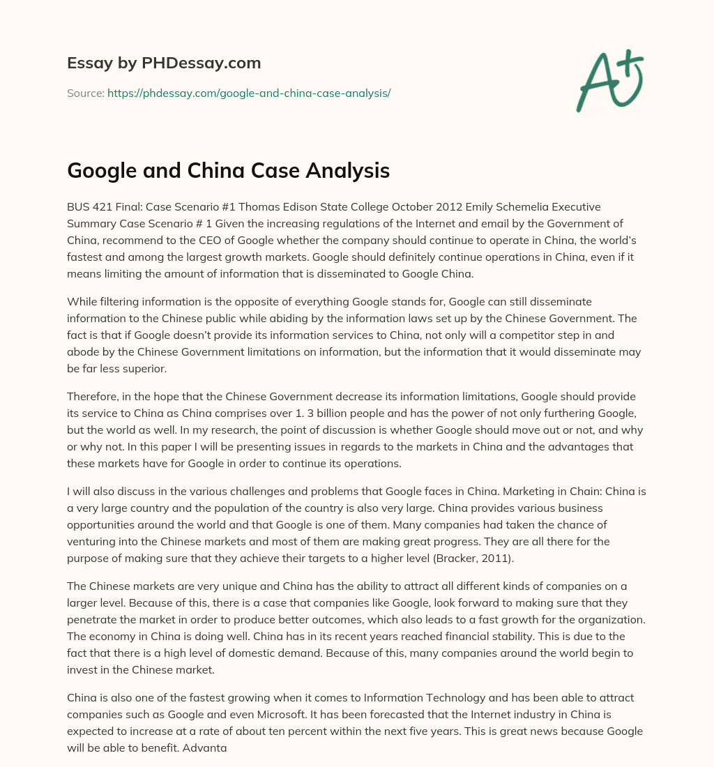 google vs china case study