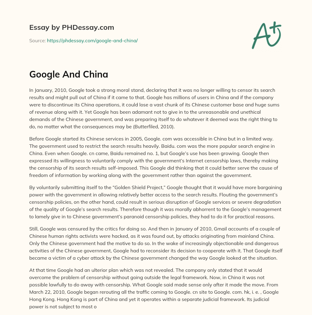Google And China essay