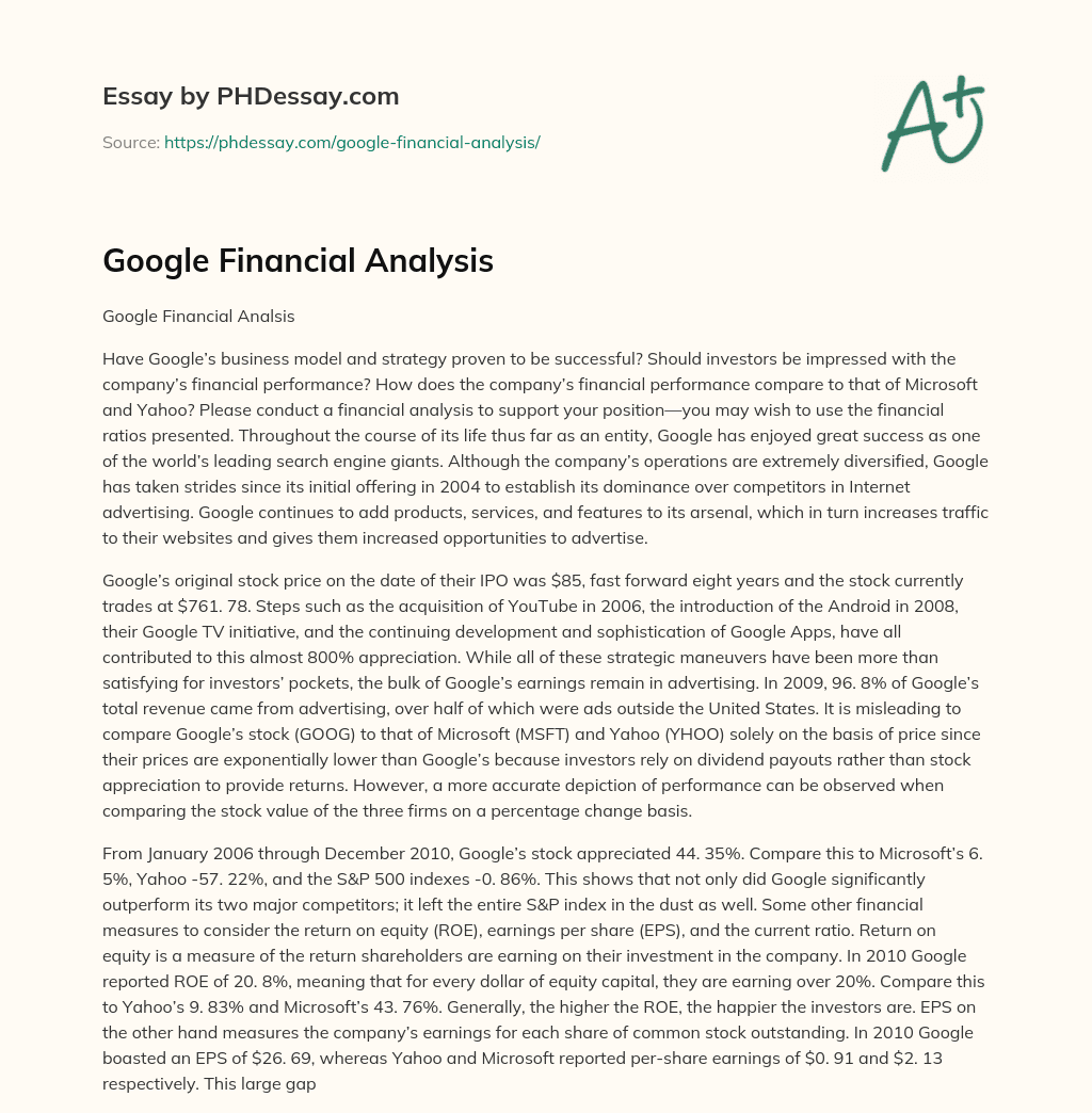 Google Financial Analysis essay