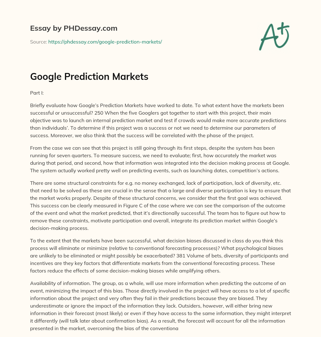 Google Prediction Markets essay
