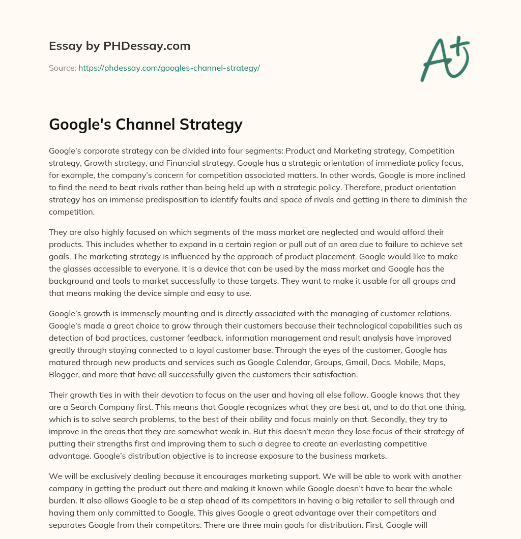 Google’s Channel Strategy essay