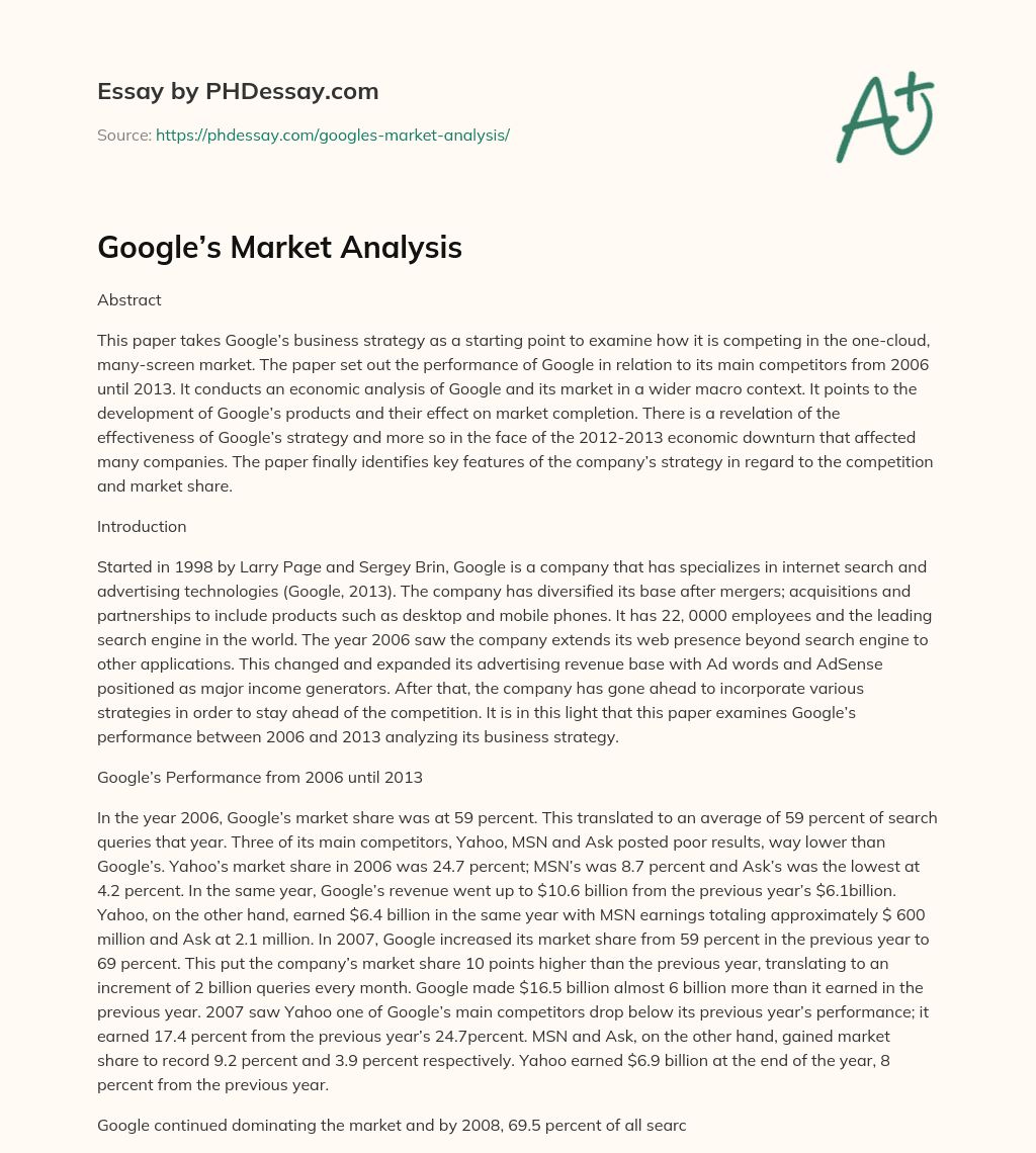 Google’s Market Analysis
