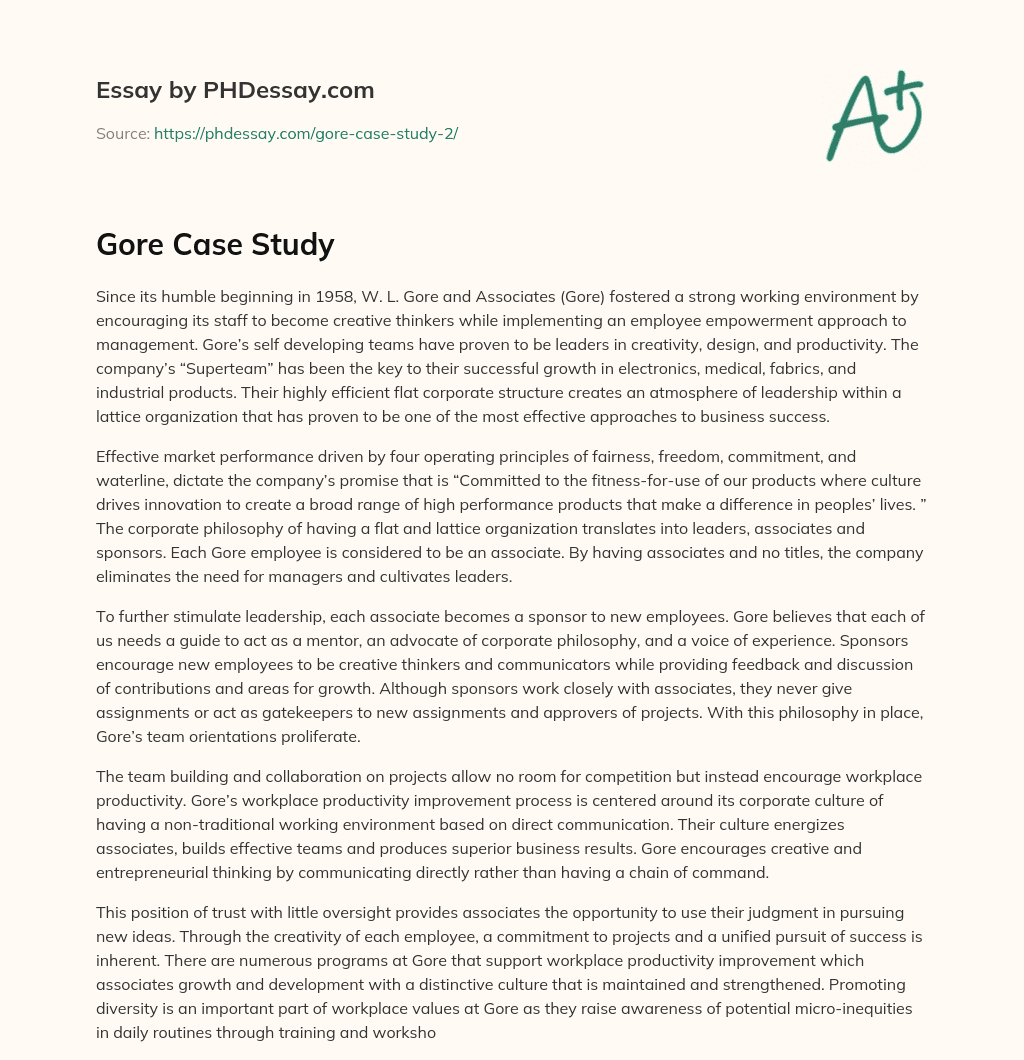 Gore Case Study essay