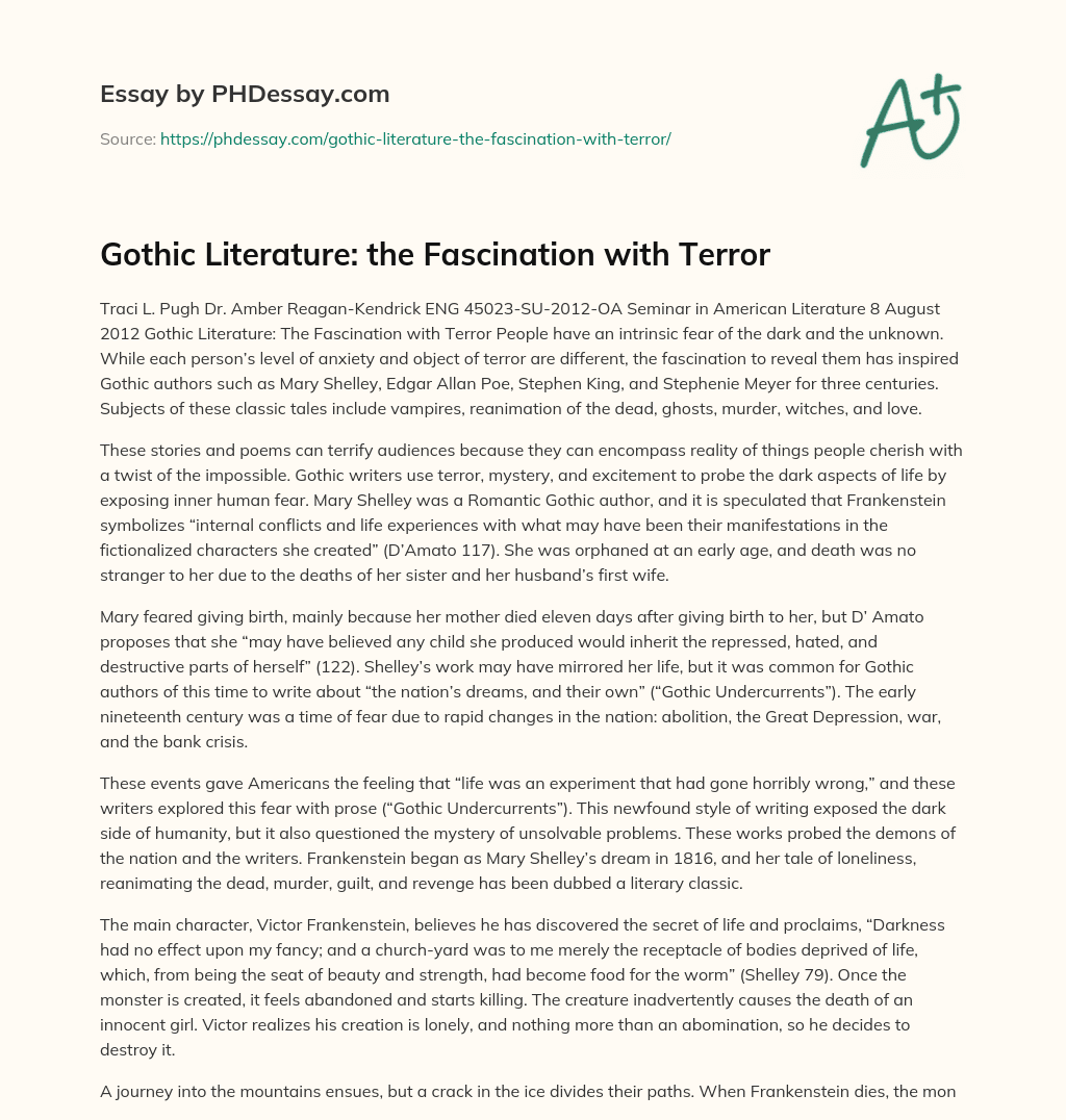 Gothic Literature: the Fascination with Terror essay