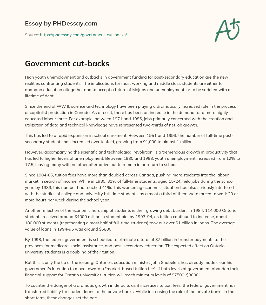 Government cut-backs essay