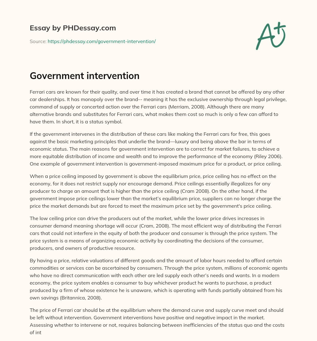 Government intervention essay