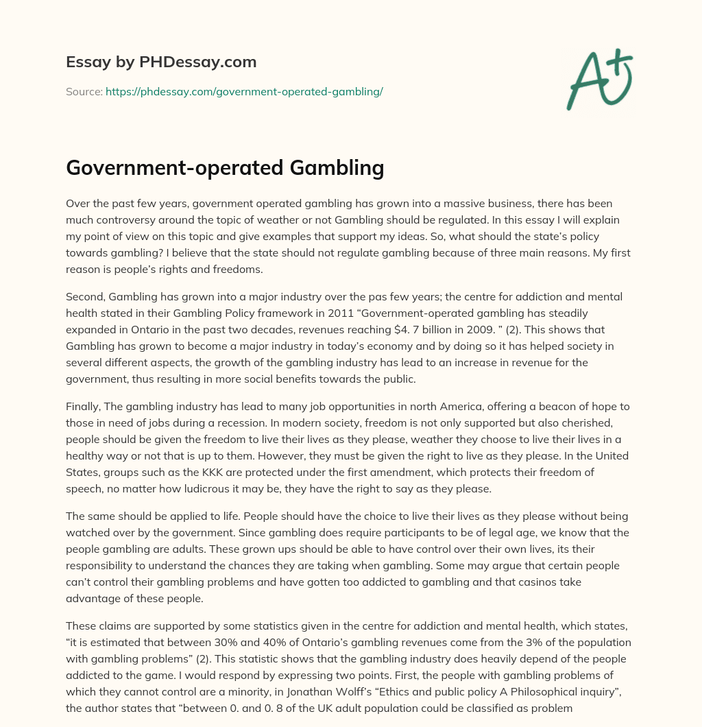 Government-operated Gambling essay