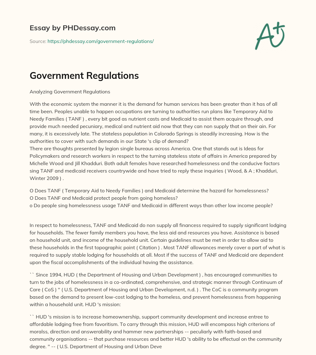 Government Regulations essay