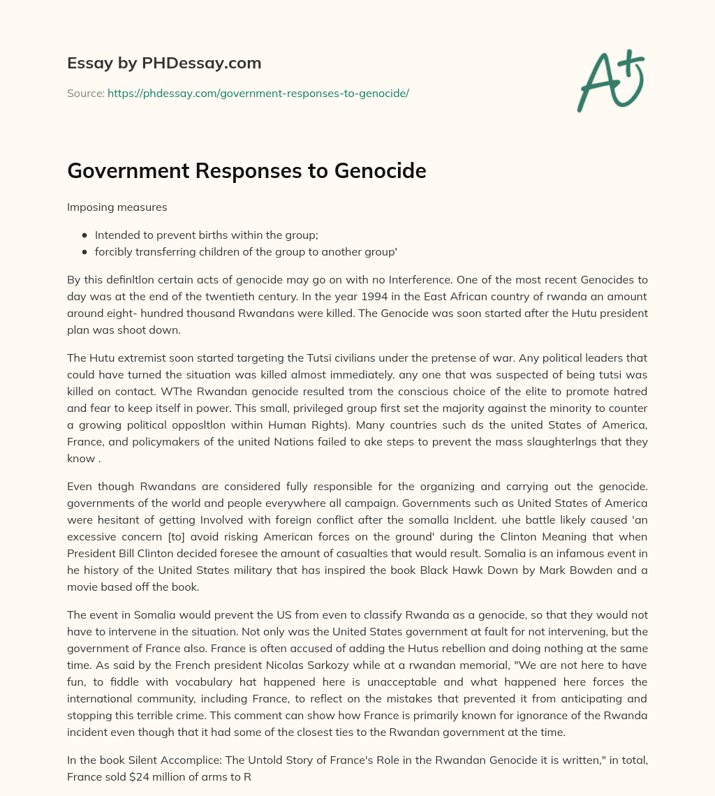 Government Responses to Genocide essay