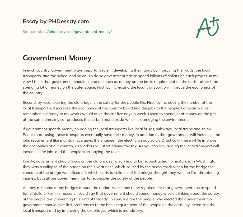 Governtment Money essay