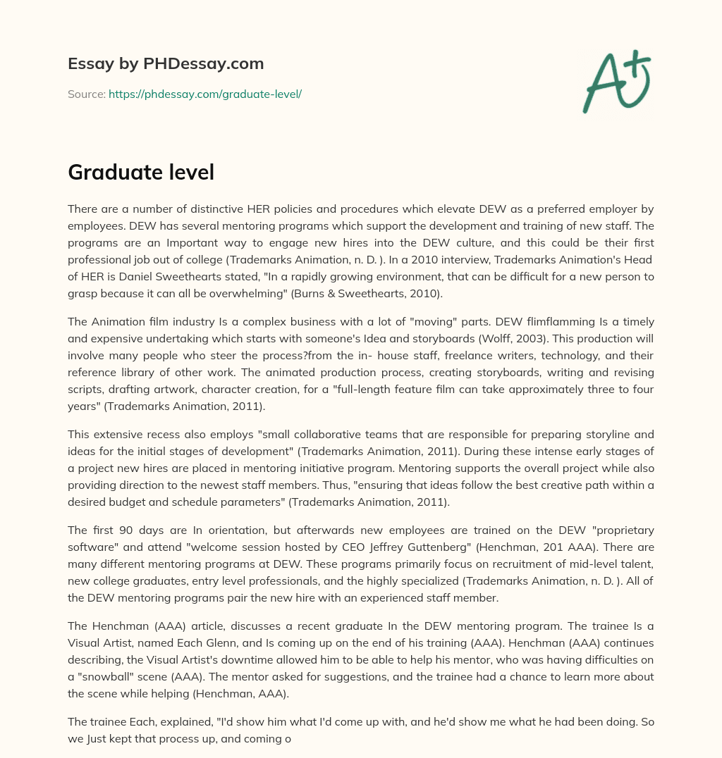 Graduate level essay