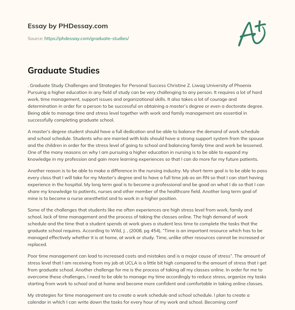 Graduate Studies essay