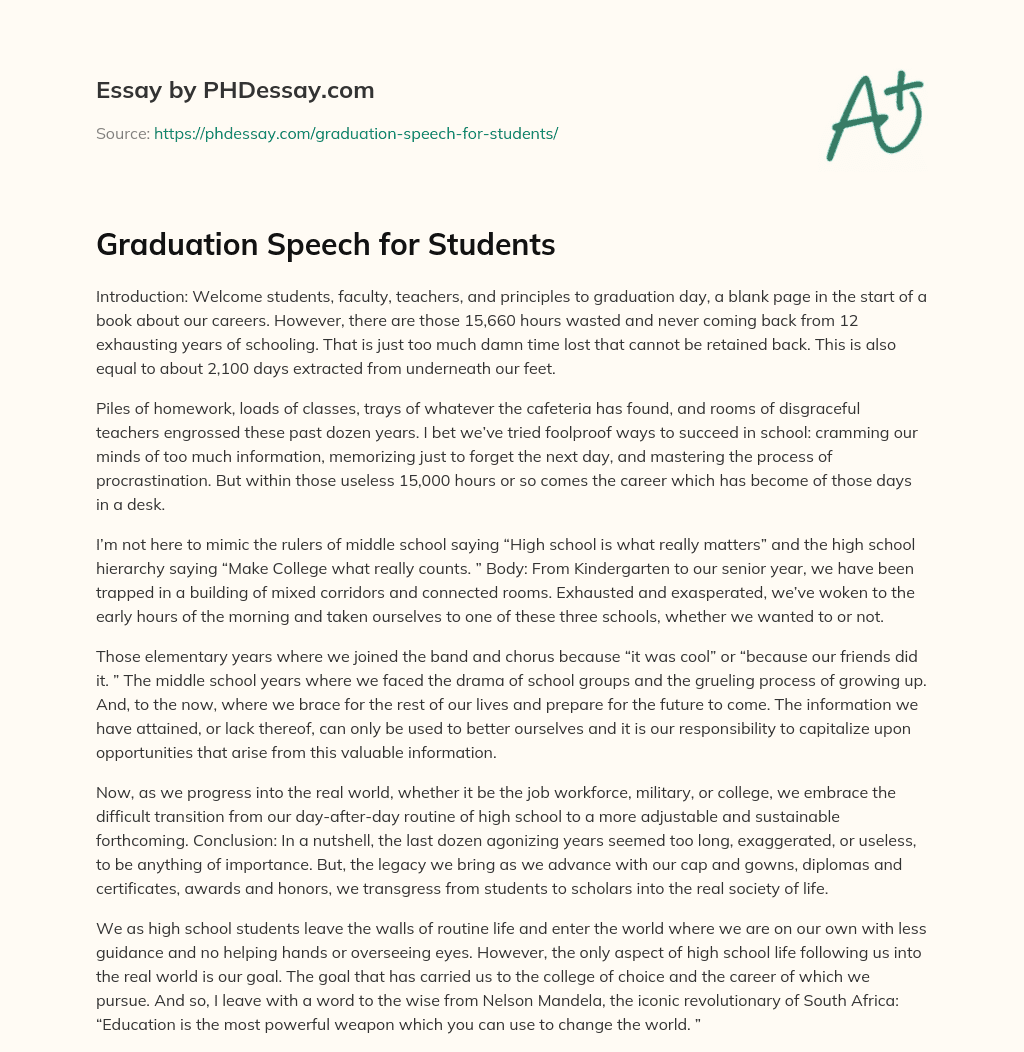 closing sentence for graduation speech