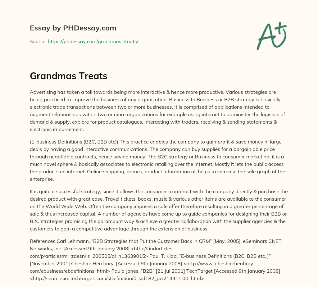 Grandmas Treats essay