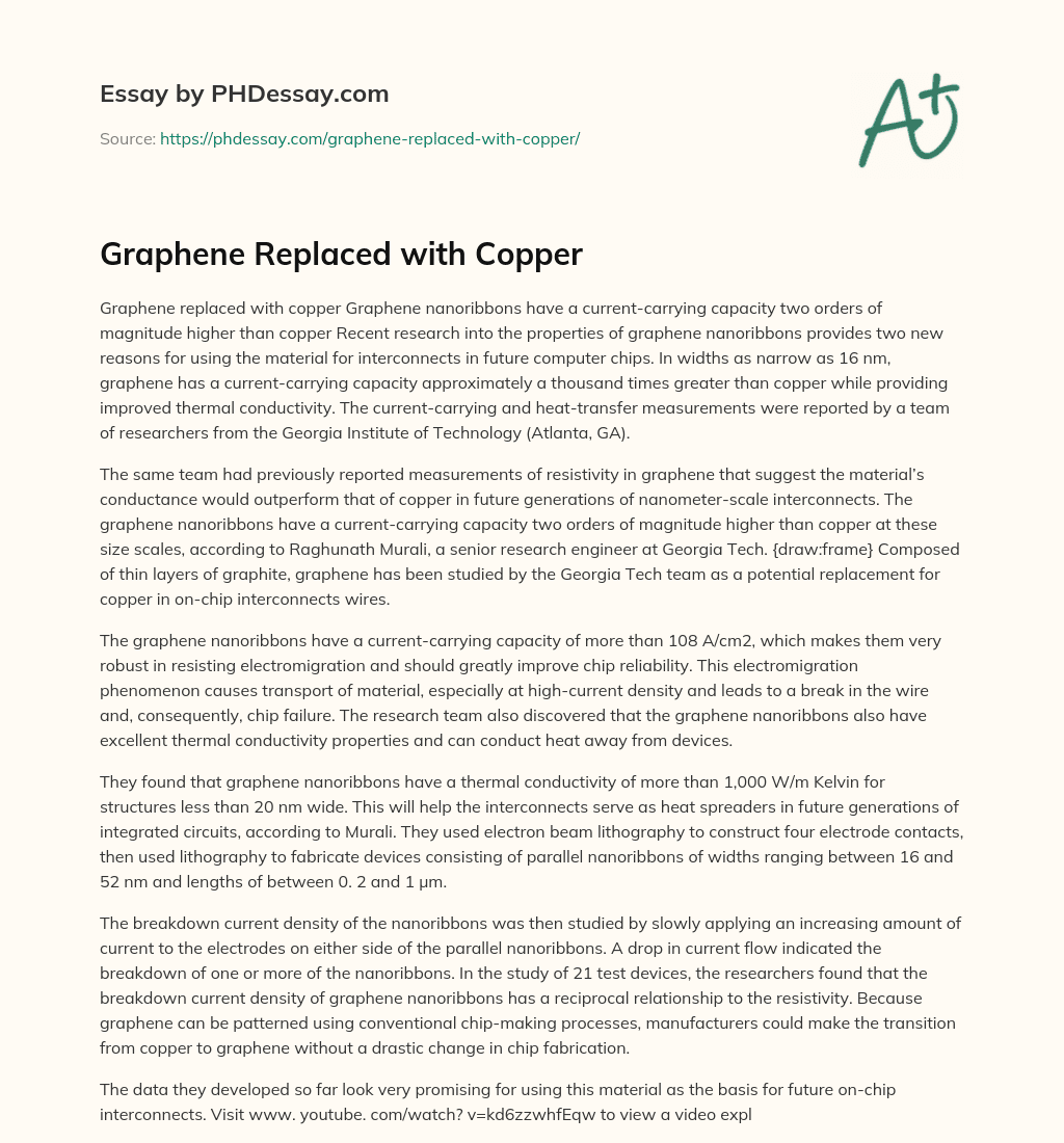 Graphene Replaced with Copper essay