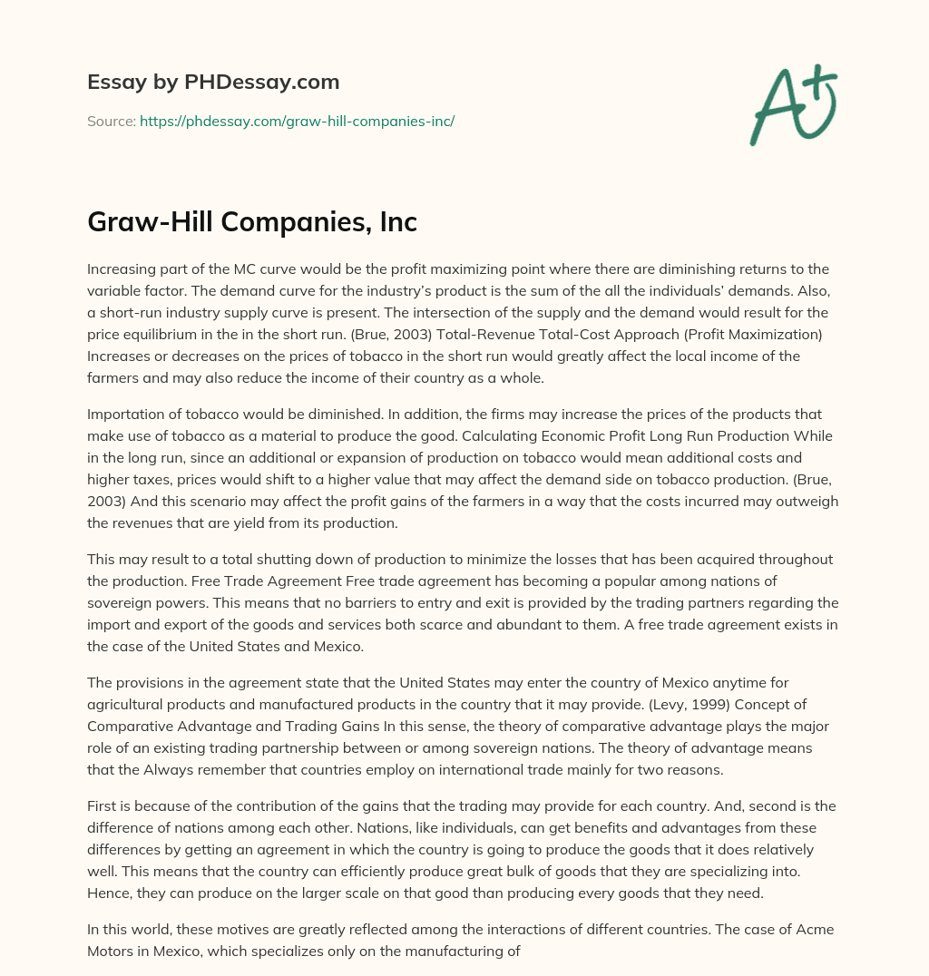 Graw-Hill Companies, Inc essay