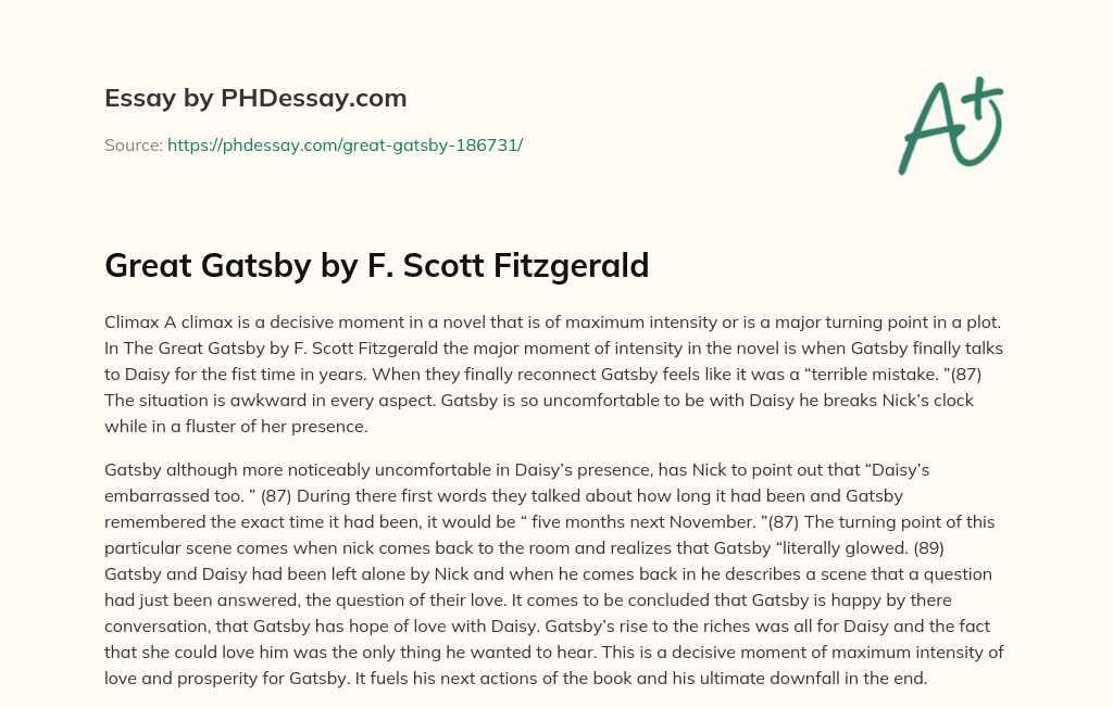 Great Gatsby by F. Scott Fitzgerald essay